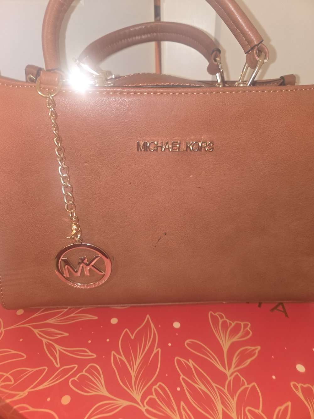 Michael Kors Women's Tan Leather Satchel Bag